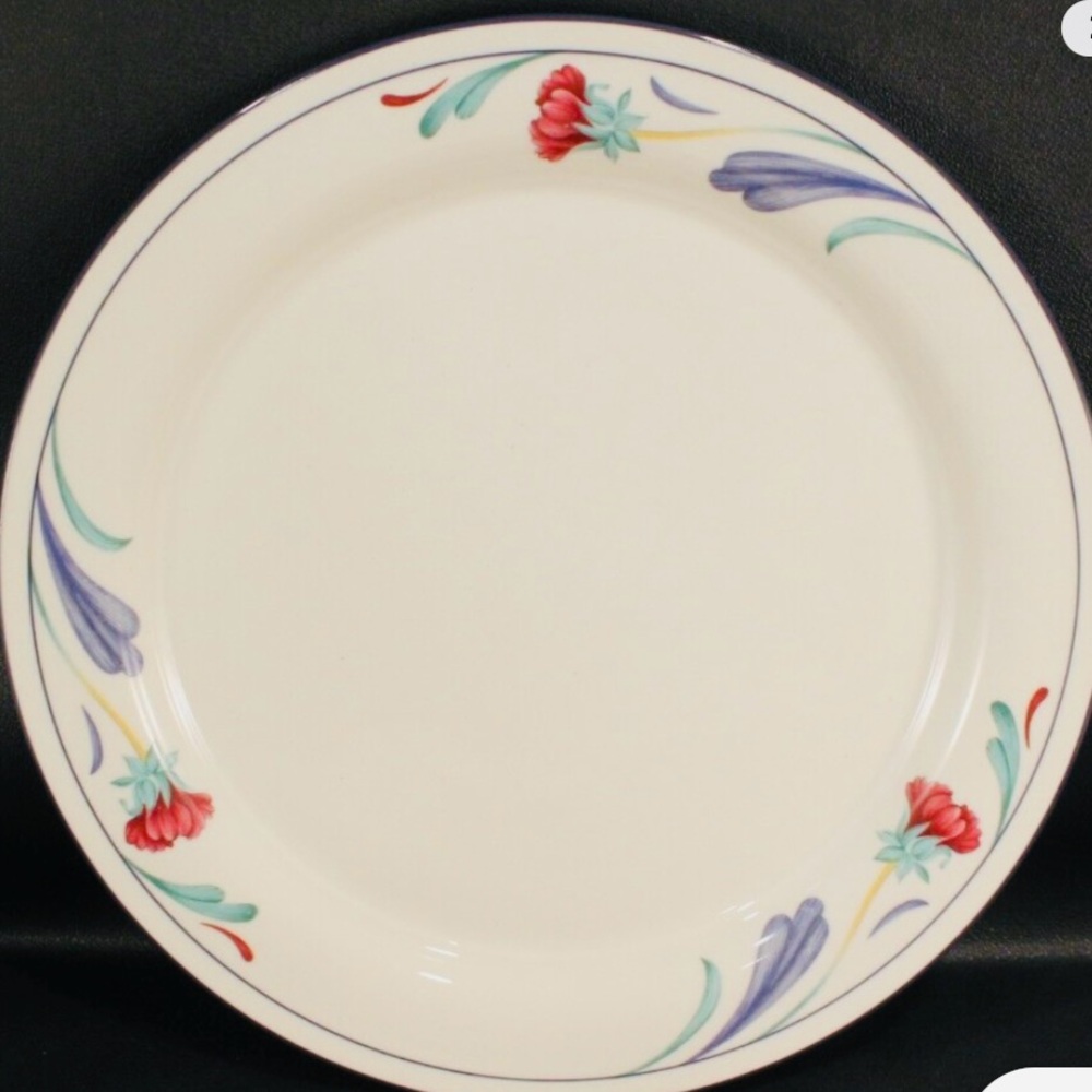 Lenox Poppies on Blue Pattern, 3 Dinner Plates, Discontinued pattern in 2002